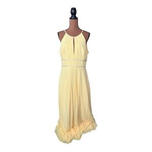 NWT Jenny Packham Lux Chiffon Beadtrim Halter Dress Size 14
